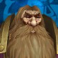 A painted portrait of a red-bearded dwarf