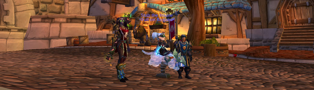 A draenei rogue named Stab the Ursine of Full on Rogues in Stormwind